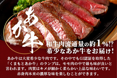 【GI認証】くまもと あか牛 ランプ ステーキ 150g × 3枚【合計 450g】熊本県産 ブランド あか牛 希少 牛肉 極上 ステーキ 熊本 ヘルシー 肉 熊本産 国産牛 和牛 国産 熊本 牛肉 046-0665