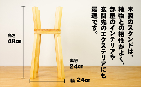 プラントスタンド（小）（高さ48cm 幅24cm 奥行24cm） シンプル 木目【62-22】