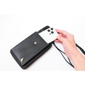 お財布ショルダー スマホショルダー スマホポーチ 猫 スマホポシェット 【ブラック】