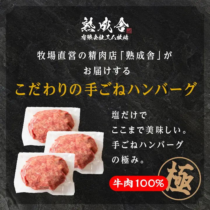 熟成牛 手ごねハンバーグ 3kg（150g×20袋）ハンバーグ 国産 牛肉 