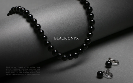 【7営業日以内に発送】オニキス ネックレス イヤリング 2点セット 艶あり 8mm ／ ブラックオニキス アクセサリー ファッション 日本製 長崎県 長崎市