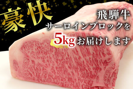 【冷凍配送】 飛騨牛 サーロインブロック 5kg ローストビーフ ステーキ 焼肉 A5 A4 サーロインステーキ サーロイン ブロック ブロック肉 塊肉 国産 牛 冷凍 和牛 牛肉 白川 ギフト 贈答 お肉 肉 東白川村 岐阜 飛騨 贅沢 霜降り 赤身 肉のひぐち