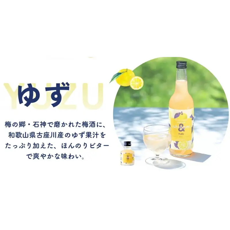 梅酒ishigami&（イシガミアンド）（ゆず） 600ml×2本 /  ゆず 柚子 梅干し 梅 うめ 炭酸割り ロック 和歌山 田辺市 紀州産 南高梅 完熟梅 フルーツ 【isg045】