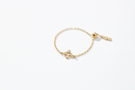 【K18】0.03ct ダイヤモンドチェーンリング/No.106