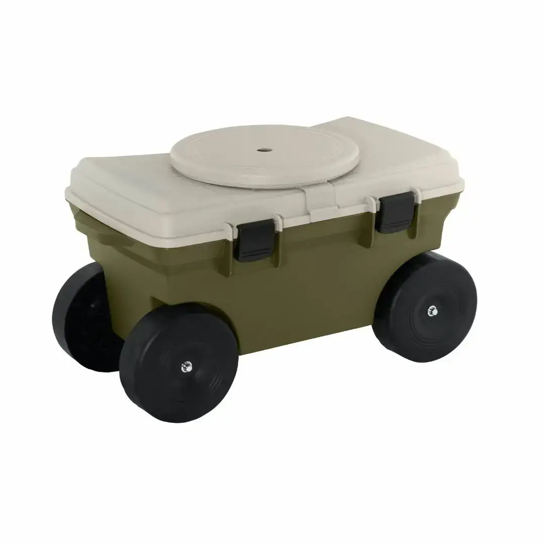 フィールドカート KURURI オリーブグリーン 収納付き 回転座面 耐荷重80kg 座ったまま回転 ガーデニング 園芸 草刈り 腰かけ 腰掛け 台車 椅子【010S655】