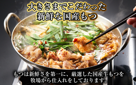 【全3回定期便】【もつ鍋+炎のもつ鍋】国産牛 長崎 もつ鍋 セット (醤油味+辛みそ付醤油味) 細麺付 各2～3人前 ／ もつ鍋居酒屋ばか正直 もつ鍋 モツ鍋 鍋 もつ モツ 和牛モツ ホルモン 長崎県 長崎市