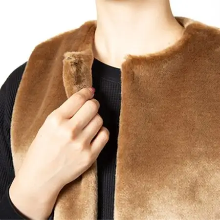 OKADA TEXTILE エコファー切り替え ロングベスト　キャメル_装飾品・工芸品 女性・レディース 洋服 _【1551359】