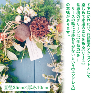【11月下旬以降発送・数量限定】常緑樹の香りあふれるクリスマスリース（限定品）【インテリア おしゃれ 壁飾り プレゼント お花 ギフト ナチュラル クリスマス リース 水戸市 水戸 茨城県】（KW-3）
