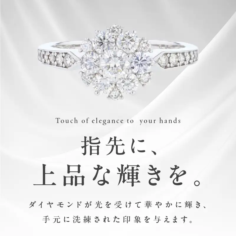ARC-EN-CIEL プラチナ ダイヤリング 計0.8ct【鑑別書付き】