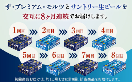 FK7-0301_【プレミアムモルツ・サントリー生ビール交互8回定期便】各350ml ×24本 熊本県 嘉島町 ビール ギフト 贈り物 酒 アルコール
