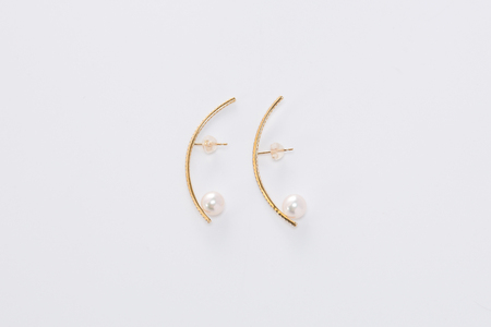 【K18】7.0-7.5mm アコヤ真珠 ダイヤロングピアス/No.118