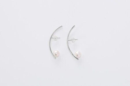 【プラチナ】7.0-7.5mm アコヤ真珠 ダイヤロングピアス/No.119