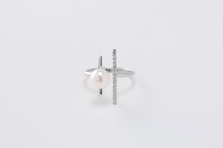 【プラチナ】7.0-7.5mm アコヤ真珠 フリーサイズリング/No.121