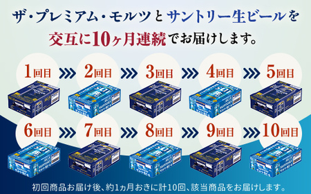 FK7-0302_【プレミアムモルツ・サントリー生ビール交互10回定期便】各350ml ×24本 熊本県 嘉島町 ビール ギフト 贈り物 酒 アルコール