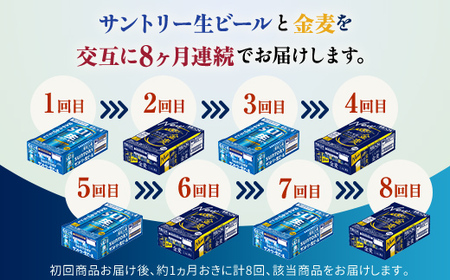 FK7-0313_【サントリー生ビール・金麦交互8回定期便】各350ml ×24本 熊本県 嘉島町 ビール ギフト 贈り物 酒 アルコール