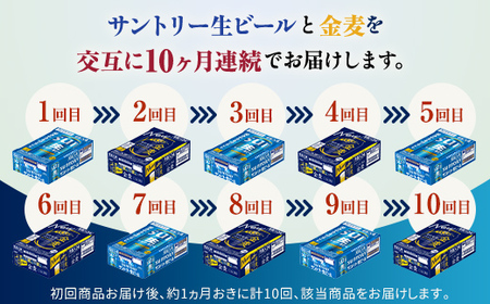 FK7-0314_【サントリー生ビール・金麦交互10回定期便】各350ml ×24本 熊本県 嘉島町 ビール ギフト 贈り物 酒 アルコール