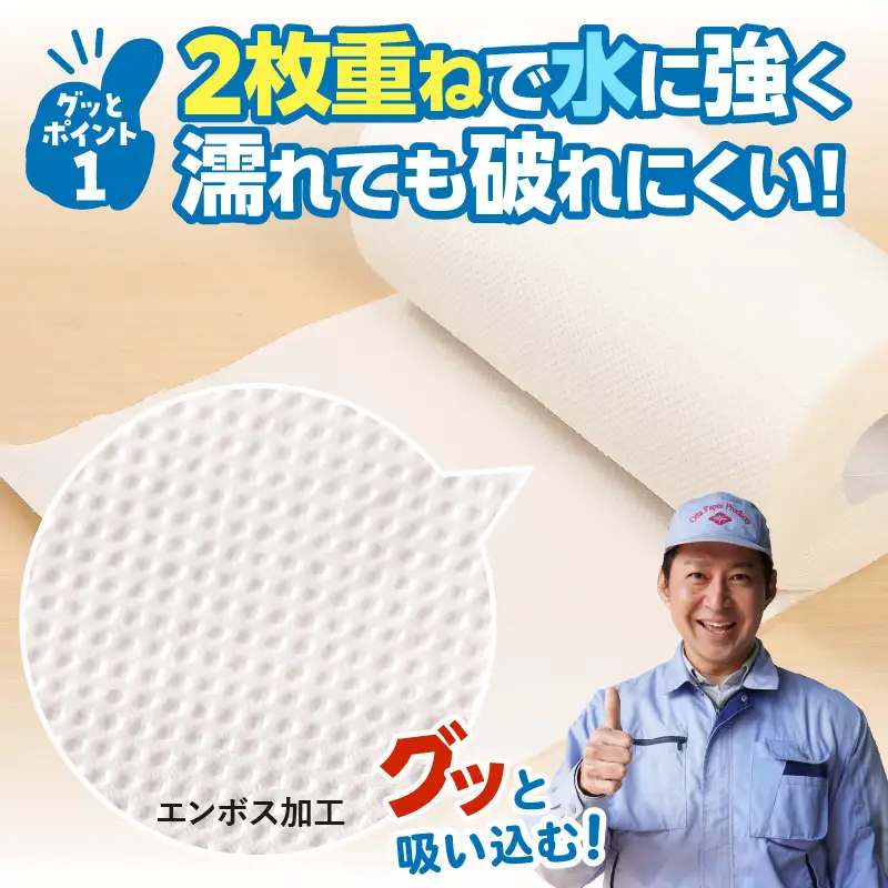 グッと吸い込むキッチンタオル70カット（4ロール×8パック） R18001