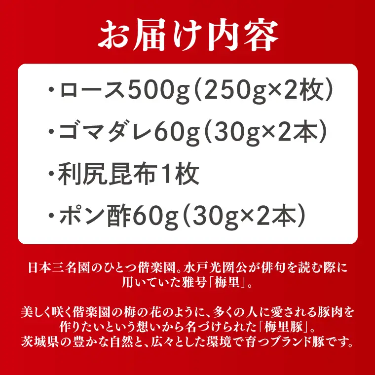 梅里豚（ばいりとん）しゃぶしゃぶロース500ｇセット（２種類タレ付）（JE-5）