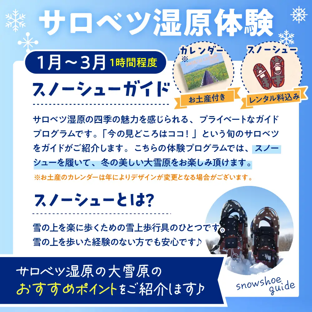 サロベツ湿原体験！スノーシューガイド 1名様 【1～3月】