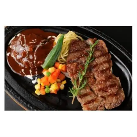 黒毛和牛サーロインステーキA4等級＆ハンバーグコース(ペア)お食事券_旅行券・チケット 食事券  _【1545976】