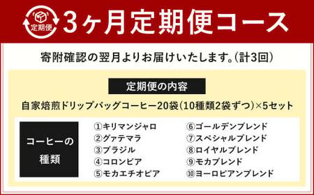 【3ヶ月定期便】【こおふぃ屋】ドリップバッグコーヒー 100袋 （10種類×10個）珈琲 コーヒー ドリップバック 定期便 飲み比べ