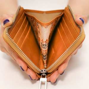 正倉院文様革財布 ミニマル（ネイビー）HARUHINO コンパクト 財布 正倉院 革財布 68-002