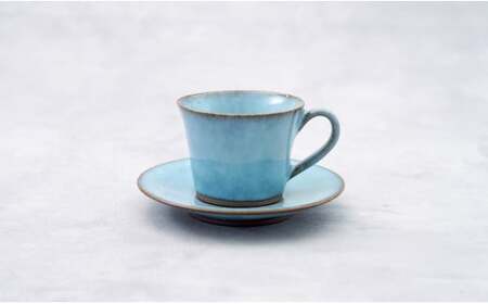 有田焼 月白 カップ＆ソーサー コーヒーカップ【梶原大敬 茂正工房】器 うつわ 食器 コーヒーカップ カップ 青磁 月白 青 水色 作家 手作り 手仕事 ろくろ シンプル コーヒー 紅茶 電子レンジ対応 35000円 3.5万円 A35-593