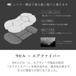 （エアウィーヴ グループ）ロフテー【4号】9セルピロー エラスティックパイプ×エアファイバー