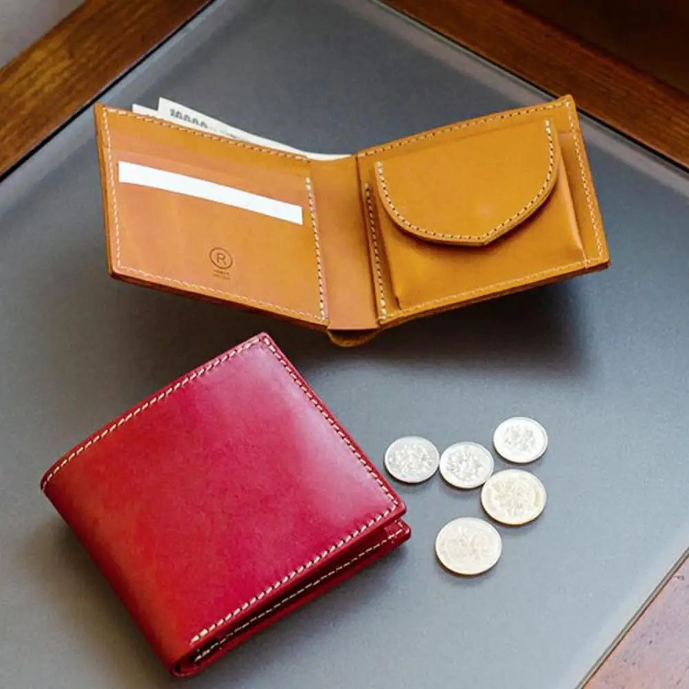 ＜カラー選択可能＞2つ折り財布【福岡市内製造】 チョコ