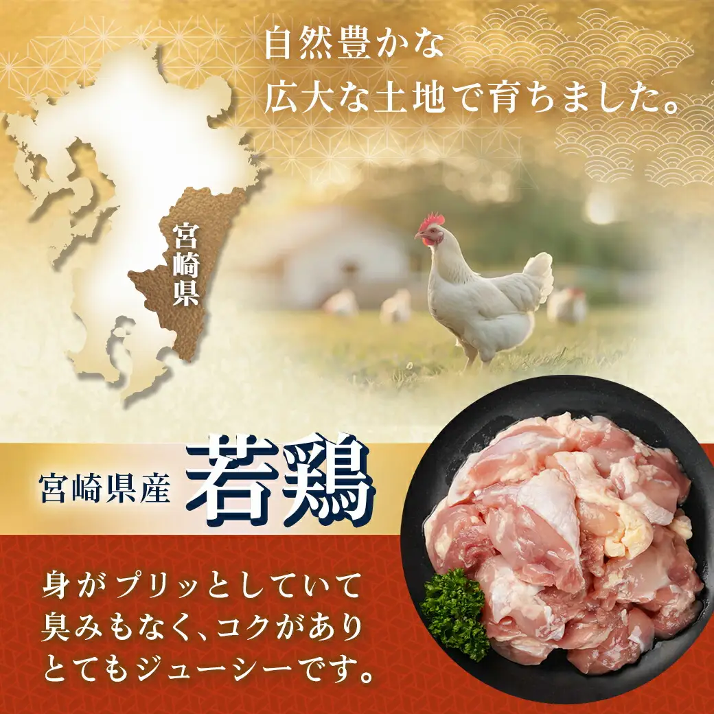宮崎県産若鶏もも肉カット済!3.4kg!!〔13-M401〕_(都城市) 宮崎県産若鶏 もも肉 カット済 340g×10パック 真空パック 小分け 鶏肉 モモ肉 冷凍 から揚げ 照り焼き 水炊き 親子丼