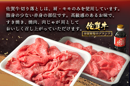 【隔月2回定期便】佐賀牛 肩・もも切り落とし1kg(500g×2パック) K030515