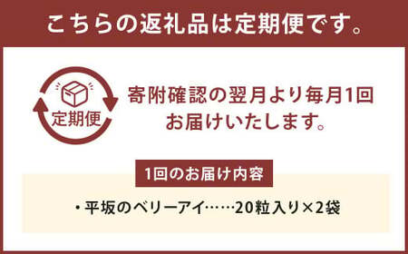 【6ヶ月定期便】平坂のベリーアイ 20粒入り 2個セット ベリー ビルベリー ボイセンベリー ルテイン ビタミンA 目 栄養 サプリ 定期 長崎県 時津町