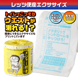 おもしろ トイレットペーパー メジャー付 ダブル 100ロール 個包装 再生紙100％ リサイクル ウエスト 測れる エクササイズ イラスト プリント 大容量 日用品 日用雑貨 消耗品 備蓄 防災 静岡県 富士市 [sf001-123]