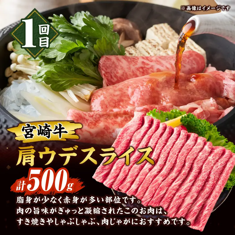 3か月 お楽しみ 宮崎牛 3強 スペシャル 定期便 総重量1.5kg_GF2-25