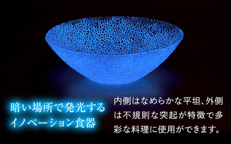 ルミナスシリーズ ボウル (中) ブルー 【暗闇に輝く、卓上の新たな魔法】 多治見市 / 丸モ高木陶器 ガラス 深皿 食器 化粧箱入り[TBA221]