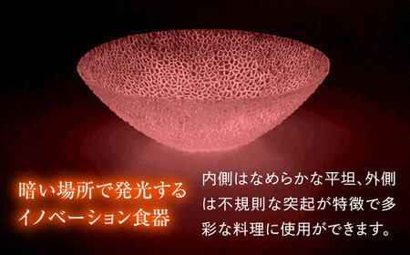 ルミナスシリーズ ボウル (大) レッド 【暗闇に輝く、卓上の新たな魔法】 多治見市 / 丸モ高木陶器 ガラス 深皿 食器 化粧箱入り[TBA225]