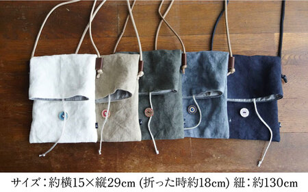 【ネイビー】【紐：黒】リネン帆布のスマホショルダー スマホショルダーバッグ スマホ 帆布 リネン バッグ バック 斜め掛け シンプル ナチュラル  【Jonico.handwork】 [AKGD002-15]
