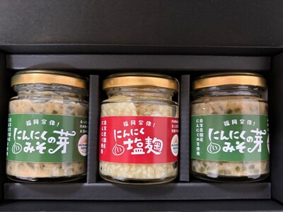 にんにくの芽みそ120g×2本　にんにく塩麹130g×1本（自然栽培のにんにくシリーズ）【むなかたひかり】_HA1598