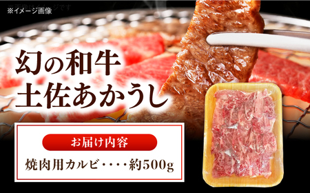 【最速発送】土佐あかうし 焼き肉用カルビ 約500g /和牛 国産和牛 高知県産 高知市 焼肉【株式会社Dorago】[ATAM041]　スピード 最短 最速 発送
