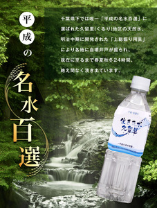 【 平成の名水百選 】君津市 久留里の名水 生きた水 ・ 久留里 ペットボトル 500ml × 24本 | ミネラルウォーター 飲料 ドリンク 水 みず 名水 無添加 天然水 弱アルカリ性 軟水 久留里の水 安全 常備 国産 くるり 千葉県 君津 きみつ