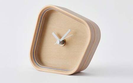置き時計「rotation」 ブルー 木製 HOKKAIDO WOOD F6S-249