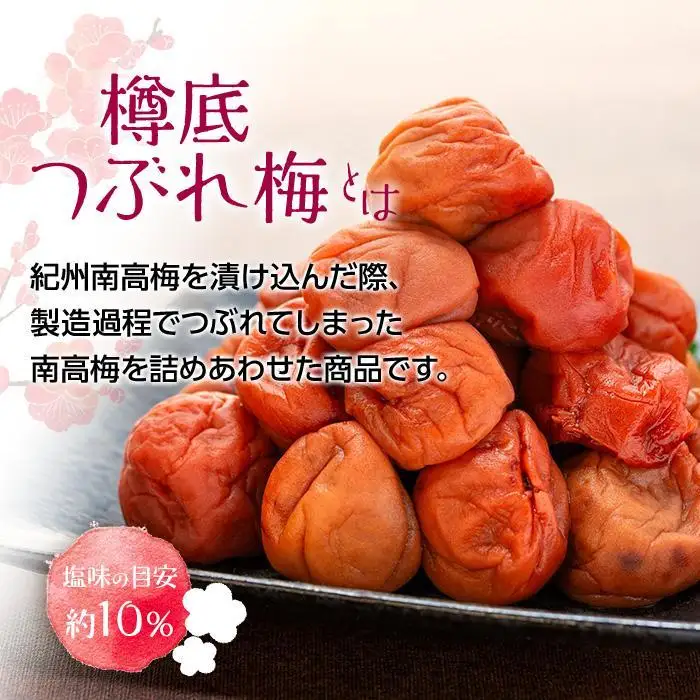 紀州産 南高梅 樽底 つぶれ梅 しそ風味 2kg（ 500g × 4パック） 梅干し 梅干 うめぼし