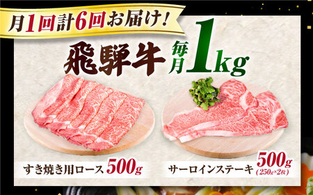 【6回定期】特選飛騨牛ステーキ&すきやき用1kgセット[AVAG012] 飛騨牛 ステーキ