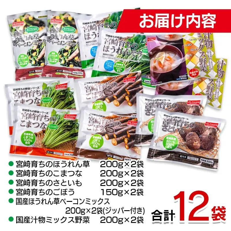 とっても便利！冷凍野菜詰め合わせセット 12袋 計2.3kg＜31-1a＞★