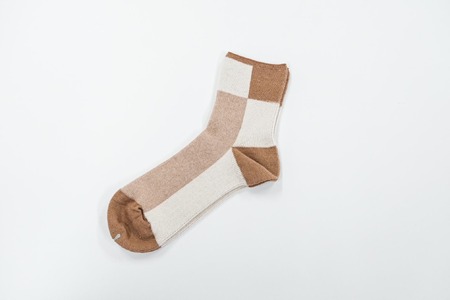 播州織靴下　Colored Organic Cotton Socks by ”SAYUU"　茶綿+キナリ（22～24cm）（08-46） くつした 靴下 くつ下 播州織 織物 衣類 ファッション おしゃれ 服 Sサイズ