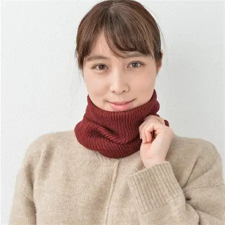 日本製 ネックウォーマー 内側 シルク ネックカバー ボルドー (3920-7498)_装飾品・工芸品  服飾小物 _【1257836】