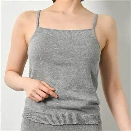 日本製 オーガニックコットン ゆるふわ キャミ M-L 無縫製 グレー(6662-7620)_装飾品・工芸品 女性・レディース 洋服 _【1324148】