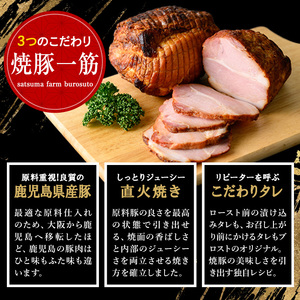 No.1205-B 鹿児島県産の焼豚小ブロック計1.2kg(約300g×4P) 国産 九州産 鹿児島県産 焼豚 チャーシュー ラーメン 具材 お中元 お歳暮 ギフト 贈答 詰め合わせ 豚肉 タレ おかず おつまみ 人気 【薩摩ファームブロスト】
