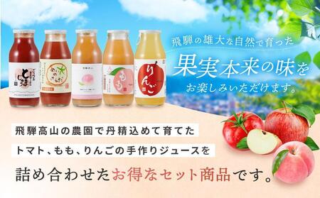 飛騨物産館オリジナルジュースセット 5種×各2本ずつ（計10本）| ジュース ドリンク 果物 野菜 フルーツ トマト 桃 りんご おいしい セット 飛騨高山 株式会社高山グリーンホテル NP001VC13