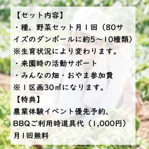 足柄ふれあい公園 体験農園 畑オーナープラン（12か月）